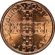Portugal 20 Centavos 1972 KM# 595 Republic REPUBLICA PORTUGUESA 1971 coin obverse Portugal 20 Centavos 1972 KM# 595 Republic REPUBLICA PORTUGUESA 1971 coin obverse