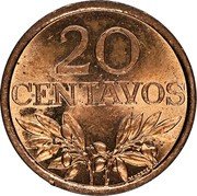 Portugal 20 Centavos 1972 KM# 595 Republic 20 CENTAVOS coin reverse Portugal 20 Centavos 1972 KM# 595 Republic 20 CENTAVOS coin reverse
