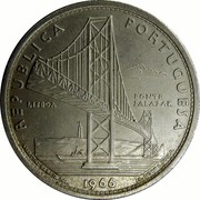 Portugal 20 Escudos Salazar Bridge 1966 INCM KM# 592 REPUBLICA PORTUGUESA LISBOA PONTE SALAZAR PROVA 1966 MARTINS BARATA DEL. M. NORTE SCULP. coin obverse Portugal 20 Escudos Salazar Bridge 1966 INCM KM# 592 REPUBLICA PORTUGUESA LISBOA PONTE SALAZAR PROVA 1966 MARTINS BARATA DEL. M. NORTE SCULP. coin obverse