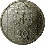 Portugal 20 Escudos Salazar Bridge 1966 INCM KM# 592 20 ESCUDOS coin reverse Portugal 20 Escudos Salazar Bridge 1966 INCM KM# 592 20 ESCUDOS coin reverse