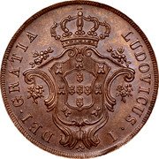 Portugal 20 Reis 1865 KM# 15 Portuguese Administration Provincial coinage LUDOVICUS I DEI GRATIA coin obverse Portugal 20 Reis 1865 KM# 15 Portuguese Administration Provincial coinage LUDOVICUS I DEI GRATIA coin obverse