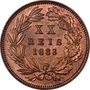 Portugal 20 Reis 1883 KM# 527 Kingdom Decimal coinage XX REIS 1883 coin reverse Portugal 20 Reis 1883 KM# 527 Kingdom Decimal coinage XX REIS 1883 coin reverse
