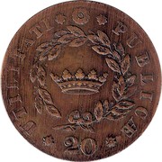 Portugal 20 Reis (Vinten) 1833 KM# 400 Kingdom Milled coinage 20 UTILITATI PUBLICAE coin reverse Portugal 20 Reis (Vinten) 1833 KM# 400 Kingdom Milled coinage 20 UTILITATI PUBLICAE coin reverse