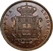 Portugal 20 Reis (XX) 1874 KM# 515 Kingdom Decimal coinage LUDOVICUS I DEI GRATIA coin obverse Portugal 20 Reis (XX) 1874 KM# 515 Kingdom Decimal coinage LUDOVICUS I DEI GRATIA coin obverse