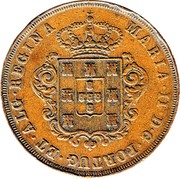 Portugal 20 Reis (XX Reis) 1842 KM# 3 Prortuguese colony Early coinage MARIA II D G PORTUG ET ALG REGINA coin obverse Portugal 20 Reis (XX Reis) 1842 KM# 3 Prortuguese colony Early coinage MARIA II D G PORTUG ET ALG REGINA coin obverse