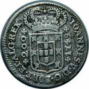 Portugal 200 Reis 1749 KM# 181 Kingdom Milled coinage 200 1749 IOANNES V D G PORT ET ALG REX coin obverse Portugal 200 Reis 1749 KM# 181 Kingdom Milled coinage 200 1749 IOANNES V D G PORT ET ALG REX coin obverse