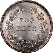 Portugal 200 Reis 1855 KM# 491 Kingdom Decimal coinage 200 REIS coin reverse Portugal 200 Reis 1855 KM# 491 Kingdom Decimal coinage 200 REIS coin reverse