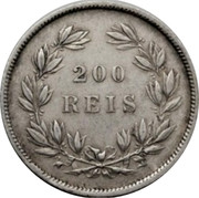 Portugal 200 Reis 1860 KM# 499 Kingdom Decimal coinage 200 REIS coin reverse Portugal 200 Reis 1860 KM# 499 Kingdom Decimal coinage 200 REIS coin reverse