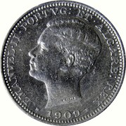 Portugal 200 Reis 1909 KM# 549 Kingdom Decimal coinage EMANVEL II PORTVG ET ALGARB REX 1909 coin obverse Portugal 200 Reis 1909 KM# 549 Kingdom Decimal coinage EMANVEL II PORTVG ET ALGARB REX 1909 coin obverse