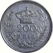 Portugal 200 Reis 1909 KM# 549 Kingdom Decimal coinage 200 REIS coin reverse Portugal 200 Reis 1909 KM# 549 Kingdom Decimal coinage 200 REIS coin reverse