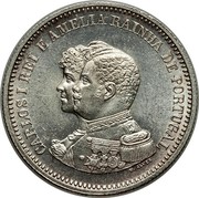 Portugal 200 Reis 400th Anniversary of the Discovery of India 1898 KM# 537 CARLOS I REI E AMELIA RAINHA DE PORTUGAL coin obverse Portugal 200 Reis 400th Anniversary of the Discovery of India 1898 KM# 537 CARLOS I REI E AMELIA RAINHA DE PORTUGAL coin obverse