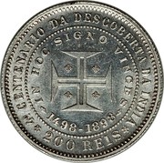 Portugal 200 Reis 400th Anniversary of the Discovery of India 1898 KM# 537 4°CENTENARIO DA DESCOBERTA DA INDIA 200 REIS IN HOC SIGNO VINCES 1498-1898 coin reverse Portugal 200 Reis 400th Anniversary of the Discovery of India 1898 KM# 537 4°CENTENARIO DA DESCOBERTA DA INDIA 200 REIS IN HOC SIGNO VINCES 1498-1898 coin reverse
