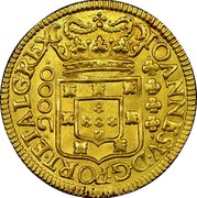 Portugal 2000 Reis 1713 KM# 197 Kingdom Milled coinage 2000 IOANNES V D G PORT ET ALG REX coin obverse Portugal 2000 Reis 1713 KM# 197 Kingdom Milled coinage 2000 IOANNES V D G PORT ET ALG REX coin obverse