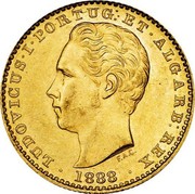 Portugal 2000 Reis 1888 KM# 518 Kingdom Decimal coinage LUDOVICUS I PORTUG ET ALGARB REX 1888 F A C coin obverse Portugal 2000 Reis 1888 KM# 518 Kingdom Decimal coinage LUDOVICUS I PORTUG ET ALGARB REX 1888 F A C coin obverse