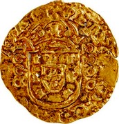 Portugal 2200 Reis Pedro Prince Regent 1668 KM# 88 PETRVS D G PORTVGALIÆ ET A 2200 coin obverse Portugal 2200 Reis Pedro Prince Regent 1668 KM# 88 PETRVS D G PORTVGALIÆ ET A 2200 coin obverse