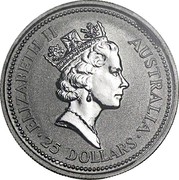 Australia 25 Dollars (Australian Koala) ELIZABETH II AUSTRALIA 25 DOLLARS RDM coin obverse Australia 25 Dollars (Australian Koala) ELIZABETH II AUSTRALIA 25 DOLLARS RDM coin obverse