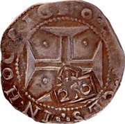 Portugal 250 Reis ND KM# 435.1 Kingdom Countermarked coinage Type IV coin obverse Portugal 250 Reis ND KM# 435.1 Kingdom Countermarked coinage Type IV coin obverse