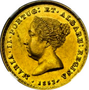 Portugal 2500 Reis 2500 Reis Maria II 1853 KM# 489 1853 MARIA II PORTUG ET ALGARB REGINA coin obverse Portugal 2500 Reis 2500 Reis Maria II 1853 KM# 489 1853 MARIA II PORTUG ET ALGARB REGINA coin obverse
