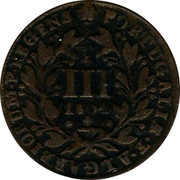 Portugal 3 Reis (III) 1804 KM# 334 Kingdom Milled coinage III PORTUGALIAE E ALGARBIORUM REGENS coin reverse Portugal 3 Reis (III) 1804 KM# 334 Kingdom Milled coinage III PORTUGALIAE E ALGARBIORUM REGENS coin reverse