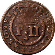 Portugal 3 Reis (Pedro II) KM# 166 P·II D·G·PORT·E·ETAL·G·REX coin obverse Portugal 3 Reis (Pedro II) KM# 166 P·II D·G·PORT·E·ETAL·G·REX coin obverse