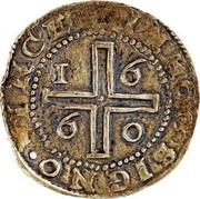 Portugal 4 Cruzados Afonso VI 1660 KM# 81 IN · HOC · SIGNO · VINCES coin reverse Portugal 4 Cruzados Afonso VI 1660 KM# 81 IN · HOC · SIGNO · VINCES coin reverse