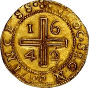 Portugal 4 Cruzados Joao IV 1642 KM# 60 IN · HOC · SIGNO · VINCESS coin reverse Portugal 4 Cruzados Joao IV 1642 KM# 60 IN · HOC · SIGNO · VINCESS coin reverse