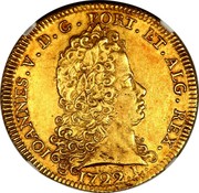 Portugal 4 Escudos (Peca) 1722 L KM# 213 Kingdom Milled coinage IOANNES V D G PORT ET ALG REX 1722 coin obverse
