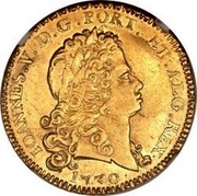 Portugal 4 Escudos (Peca) 1730 KM# 221.8 Kingdom Milled coinage IOANNES V D G PORT ET ALG REX 1730 coin obverse Portugal 4 Escudos (Peca) 1730 KM# 221.8 Kingdom Milled coinage IOANNES V D G PORT ET ALG REX 1730 coin obverse