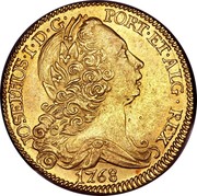 Portugal 4 Escudos (Peca) 1768 KM# 240 Kingdom Milled coinage JOSEPHUS I D G PORT ET ALG REX 1750 coin obverse Portugal 4 Escudos (Peca) 1768 KM# 240 Kingdom Milled coinage JOSEPHUS I D G PORT ET ALG REX 1750 coin obverse