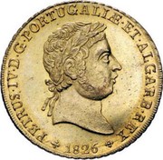 Portugal 4 Escudos (Peca) 1826 KM# 378 Kingdom Milled coinage PETRUS IV D G PORTUGALIAE ET ALGARB REX 1826 coin obverse Portugal 4 Escudos (Peca) 1826 KM# 378 Kingdom Milled coinage PETRUS IV D G PORTUGALIAE ET ALGARB REX 1826 coin obverse
