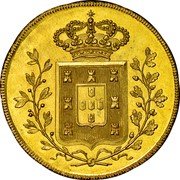 Portugal 4 Escudos (Peca) 1833 KM# 404 Kingdom Milled coinage coin reverse Portugal 4 Escudos (Peca) 1833 KM# 404 Kingdom Milled coinage coin reverse