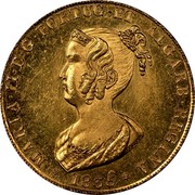 Portugal 4 Escudos (Peca) 1835 KM# 407 Kingdom Milled coinage MARIA II D G PORTUG ET ALGARB REGINA 1835 coin obverse Portugal 4 Escudos (Peca) 1835 KM# 407 Kingdom Milled coinage MARIA II D G PORTUG ET ALGARB REGINA 1835 coin obverse