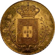 Portugal 4 Escudos (Peca) 1835 KM# 407 Kingdom Milled coinage coin reverse Portugal 4 Escudos (Peca) 1835 KM# 407 Kingdom Milled coinage coin reverse