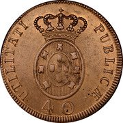Portugal 40 Reis (Pataco) 1811 There are 5 additional edge varieties of 1811 date which are found listed in the pattern section KM# 345.1 Kingdom Milled coinage UTILITATI PUBLICAE 40 coin reverse Portugal 40 Reis (Pataco) 1811 There are 5 additional edge varieties of 1811 date which are found listed in the pattern section KM# 345.1 Kingdom Milled coinage UTILITATI PUBLICAE 40 coin reverse