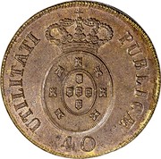 Portugal 40 Reis (Pataco) Pedro IV 1826 KM# 373 40 UTILITATI PUBLICAE coin reverse Portugal 40 Reis (Pataco) Pedro IV 1826 KM# 373 40 UTILITATI PUBLICAE coin reverse