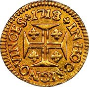 Portugal 400 Reis 1718 KM# 201 Kingdom Milled coinage IN HOC SIGNO VINCES 1720 coin reverse Portugal 400 Reis 1718 KM# 201 Kingdom Milled coinage IN HOC SIGNO VINCES 1720 coin reverse