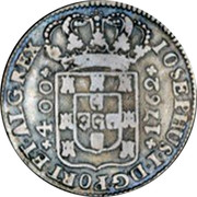 Portugal 400 Reis 1762 KM# 255.2 Kingdom Milled coinage 400 JOSEPHUS I D G PORT ET ALG REX coin obverse Portugal 400 Reis 1762 KM# 255.2 Kingdom Milled coinage 400 JOSEPHUS I D G PORT ET ALG REX coin obverse