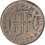 Portugal 400 Reis Pedro II 1690 KM# 154.1 .IN * HOC * SIGNO * VINCES. P P P P coin reverse Portugal 400 Reis Pedro II 1690 KM# 154.1 .IN * HOC * SIGNO * VINCES. P P P P coin reverse