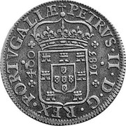 Portugal 400 Reis Pedro Prince Regent 1683 KM# 145.1 PORTVGALIÆ PETRVS II D G REX coin obverse Portugal 400 Reis Pedro Prince Regent 1683 KM# 145.1 PORTVGALIÆ PETRVS II D G REX coin obverse