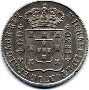 Portugal 400 Reis (Pinto. 480 Reis) 1830 KM# 386 Kingdom Milled coinage 400 MICHAEL I D G PORTUG ET ALGARB REX coin obverse Portugal 400 Reis (Pinto. 480 Reis) 1830 KM# 386 Kingdom Milled coinage 400 MICHAEL I D G PORTUG ET ALGARB REX coin obverse
