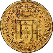 Portugal 4000 Reis 1719 KM# 184 Kingdom Milled coinage 4000 IOANNES V D G PORT ET ALG REX coin obverse Portugal 4000 Reis 1719 KM# 184 Kingdom Milled coinage 4000 IOANNES V D G PORT ET ALG REX coin obverse