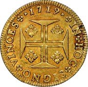 Portugal 4000 Reis 1719 KM# 184 Kingdom Milled coinage IN HOC SIGNO VINCES 1714 coin reverse Portugal 4000 Reis 1719 KM# 184 Kingdom Milled coinage IN HOC SIGNO VINCES 1714 coin reverse