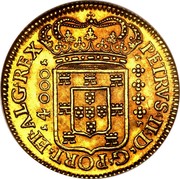Portugal 4000 Reis (Moeda) Pedro II 1689 KM# 156 PETRVS.II.D.G.PORT.ET.ALG.REX *4000* coin obverse Portugal 4000 Reis (Moeda) Pedro II 1689 KM# 156 PETRVS.II.D.G.PORT.ET.ALG.REX *4000* coin obverse