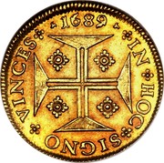 Portugal 4000 Reis (Moeda) Pedro II 1689 KM# 156 *IN*HOC*SIGNO*VINCES coin reverse Portugal 4000 Reis (Moeda) Pedro II 1689 KM# 156 *IN*HOC*SIGNO*VINCES coin reverse