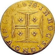 Portugal 4000 Reis Pedro Prince Regent 1678 KM# 117 INHO C SIGNO VINC ES coin reverse Portugal 4000 Reis Pedro Prince Regent 1678 KM# 117 INHO C SIGNO VINC ES coin reverse