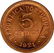 Portugal 5 Centavos 5 Centavos 1921 KM# 569 REPUBLICA PORTUGUESA 5 CENTAVOS 1921 coin obverse Portugal 5 Centavos 5 Centavos 1921 KM# 569 REPUBLICA PORTUGUESA 5 CENTAVOS 1921 coin obverse