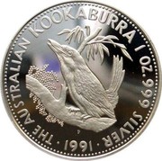Australia 5 Dollars Kookaburra 1991 P THE AUSTRALIAN KOOKABURRA 1 OZ 999 SILVER 1991 coin reverse Australia 5 Dollars Kookaburra 1991 P THE AUSTRALIAN KOOKABURRA 1 OZ 999 SILVER 1991 coin reverse
