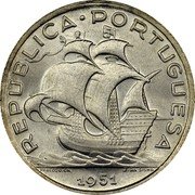 Portugal 5 Escudos 1951 KM# 581 Republic REPUBLICA PORTUGUESA FRAGOSO. GR. J. DA SILVA 1942 coin obverse Portugal 5 Escudos 1951 KM# 581 Republic REPUBLICA PORTUGUESA FRAGOSO. GR. J. DA SILVA 1942 coin obverse