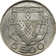Portugal 5 Escudos 1951 KM# 581 Republic 5 $ 00 coin reverse Portugal 5 Escudos 1951 KM# 581 Republic 5 $ 00 coin reverse