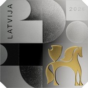 Latvia 5 Euro Modernism in Latvia. The 1960s 2020 Proof LATVIJA 2020 coin obverse